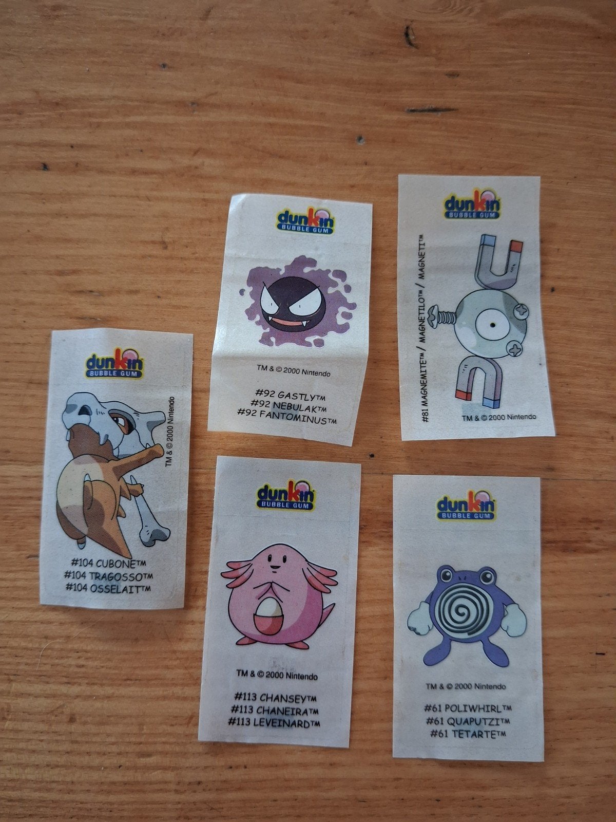 Pokémon Dunkin Bubble Gum Stickers - Set van 5 (2000), Hobby en Vrije tijd, Verzamelkaartspellen | Pokémon, Ophalen of Verzenden