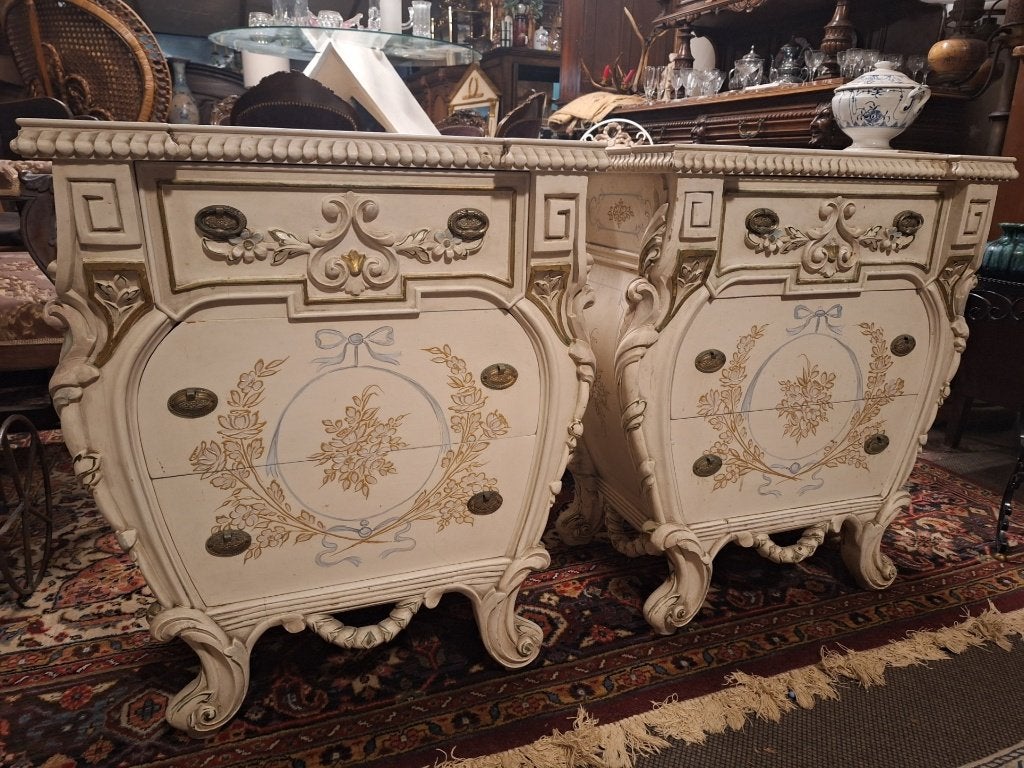 Prachtig koppel Vintage LXVI Rococo nachtkastjes in hout, Ophalen, Gebruikt, 45 tot 65 cm, 70 cm of meer