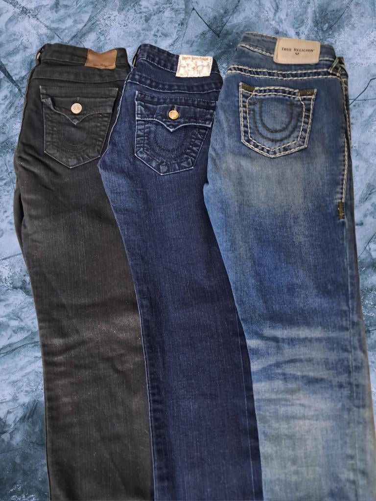 Pakket Vintage True Religion jeans W24/W26/W29, Ophalen of Verzenden, Zo goed als nieuw, Blauw, W27 (confectie 34) of kleiner