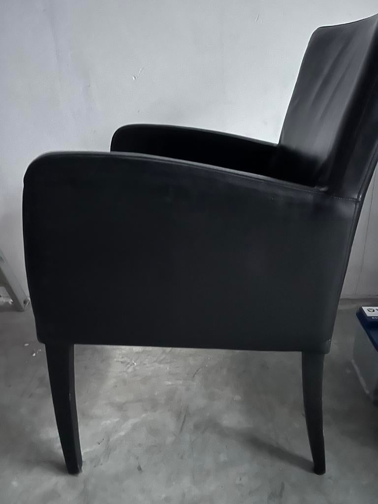 Zwarte super kwaliteit leren stoelen 4 stuks, Ophalen of Verzenden, Zwart, Leer