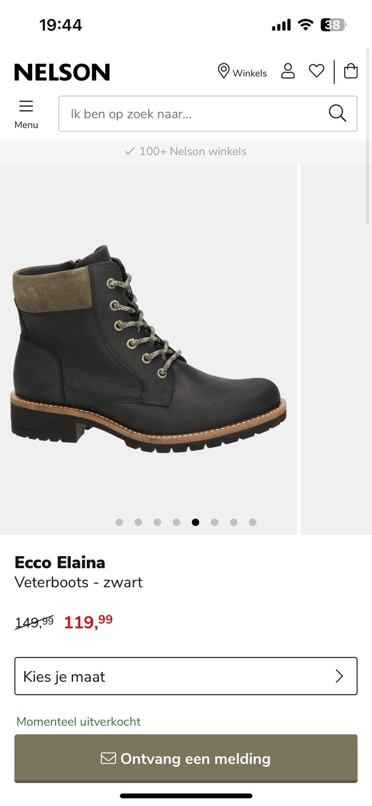 Ecco elaina hydromax nieuwe veterboots schoenen maat 38, Zwart, Lage of Enkellaarzen, Nieuw, Ophalen of Verzenden