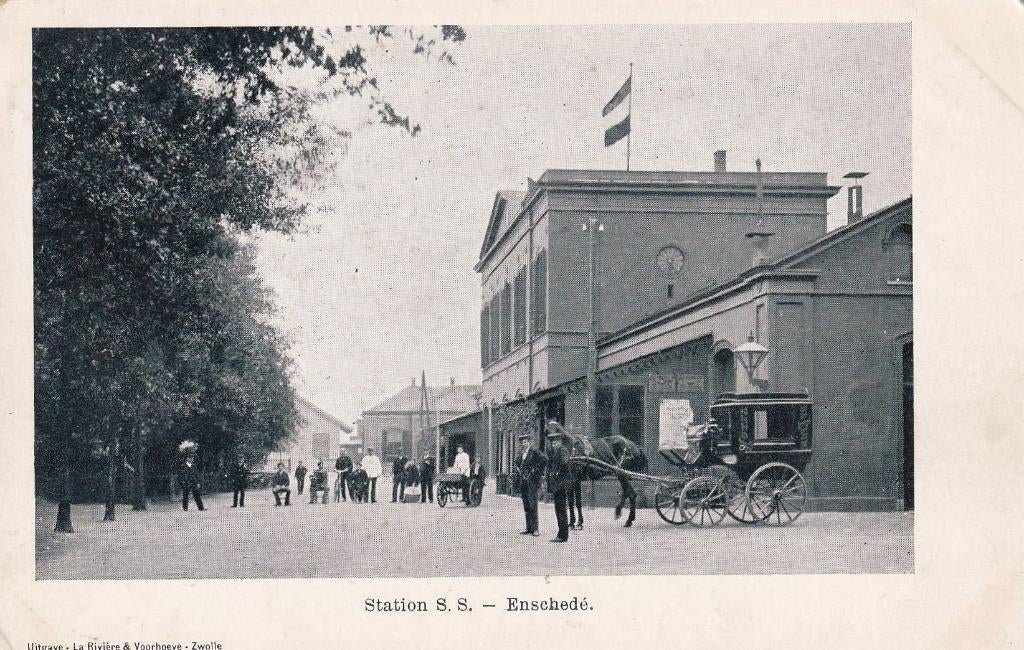 Enschede, Station, Koets., Verzenden, Voor 1920, Ongelopen, Overijssel