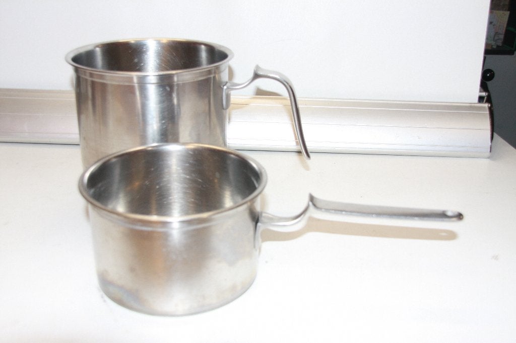 gero pannen steelpan 1 L melkkan 2,5 L Dick Simonis (401), Gebruikt, Pannenset, Ophalen of Verzenden, Rvs