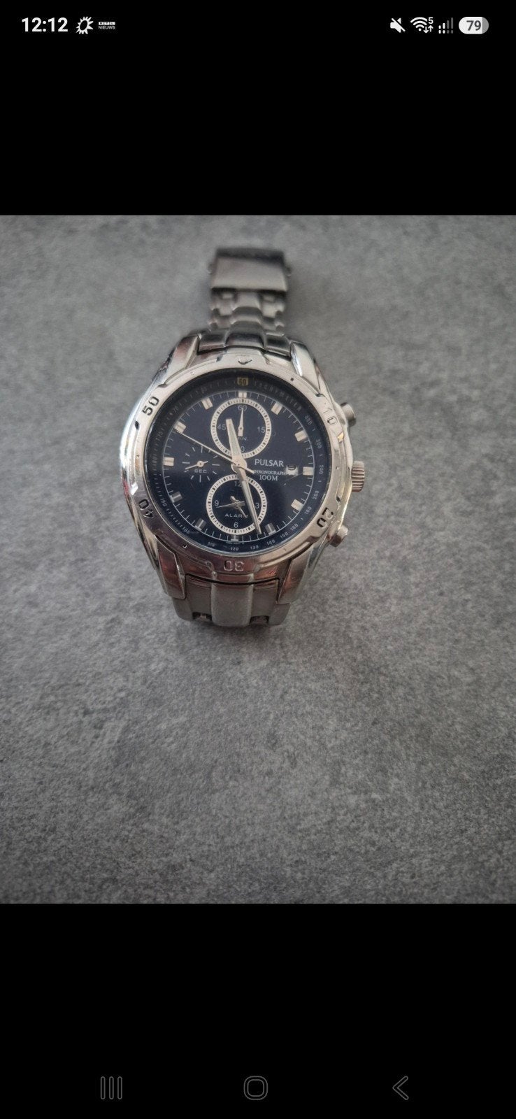 Pulsar Chronograaf Herenhorloge - Roestvrij Staal, Sieraden, Tassen en Uiterlijk, Horloges | Heren, Gebruikt, Overige merken, Staal