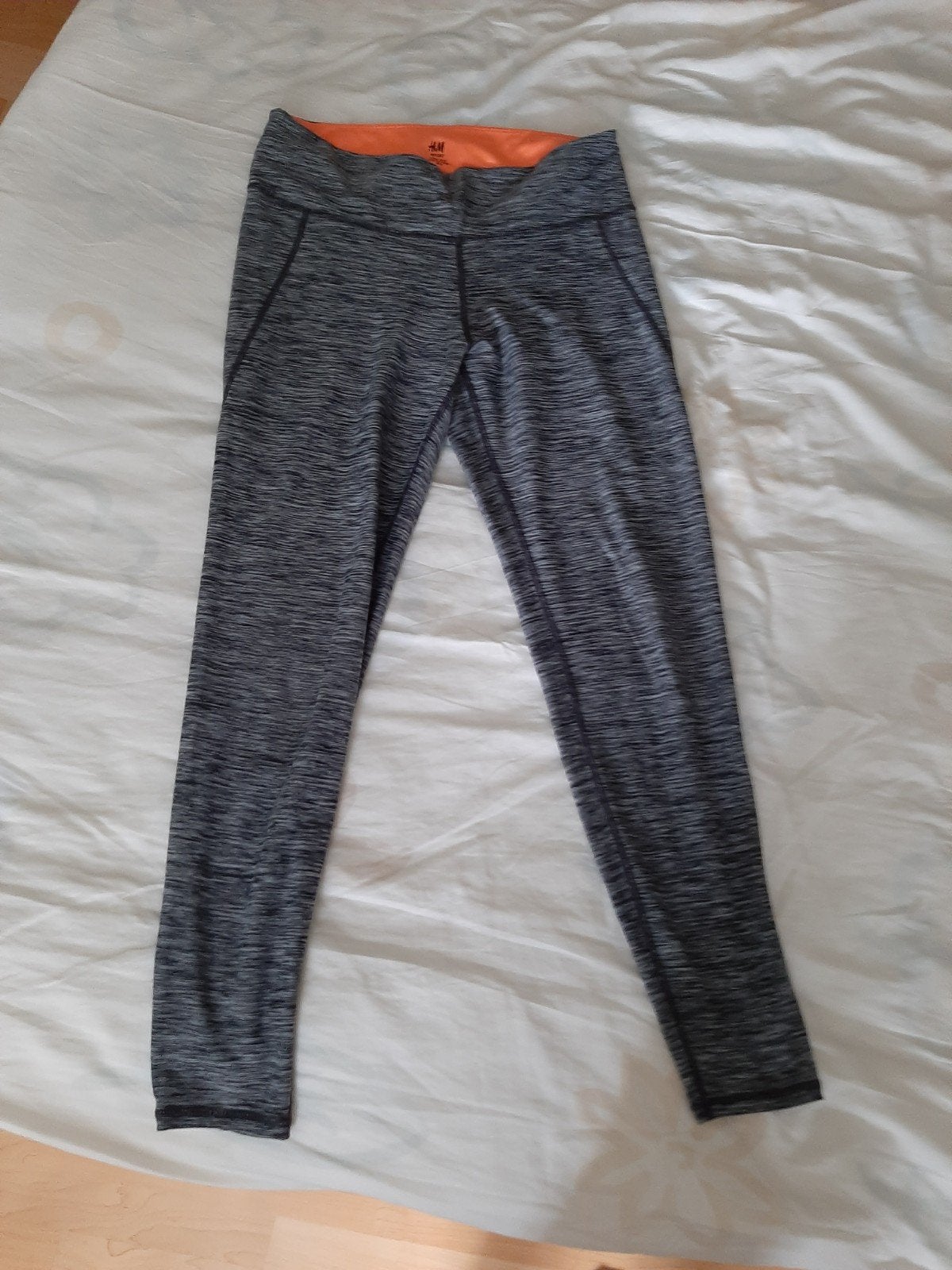 H&M Sport Legging Maat M - Grijs/Oranje, Maat 38/40 (M), H&M, Ophalen of Verzenden, Fitness of Aerobics