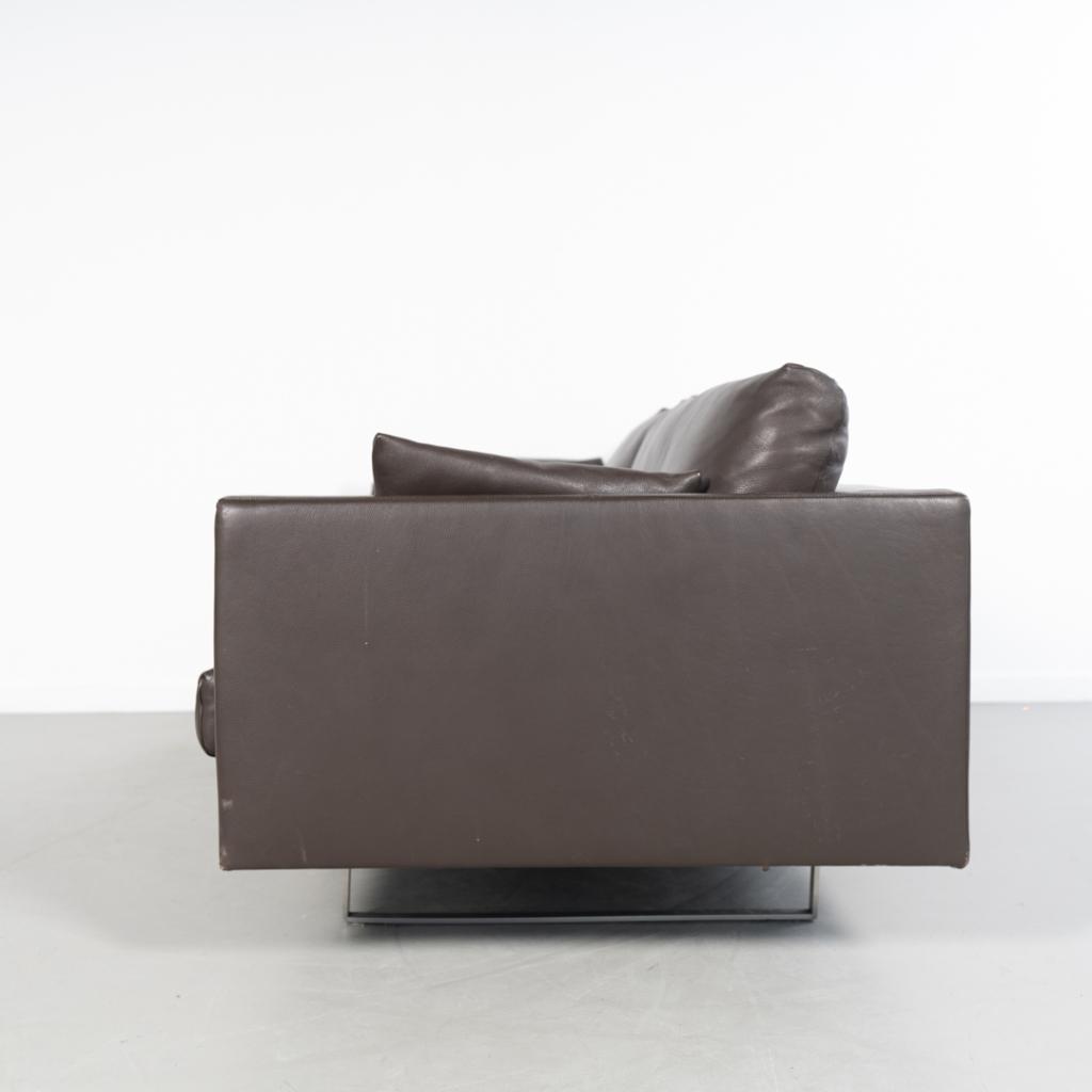 1x Montis Axel Bank 3-zits/190cm Bruin Leder - Slede RVS, Niet ingevuld, 150 tot 200 cm, Niet ingevuld, Driepersoons