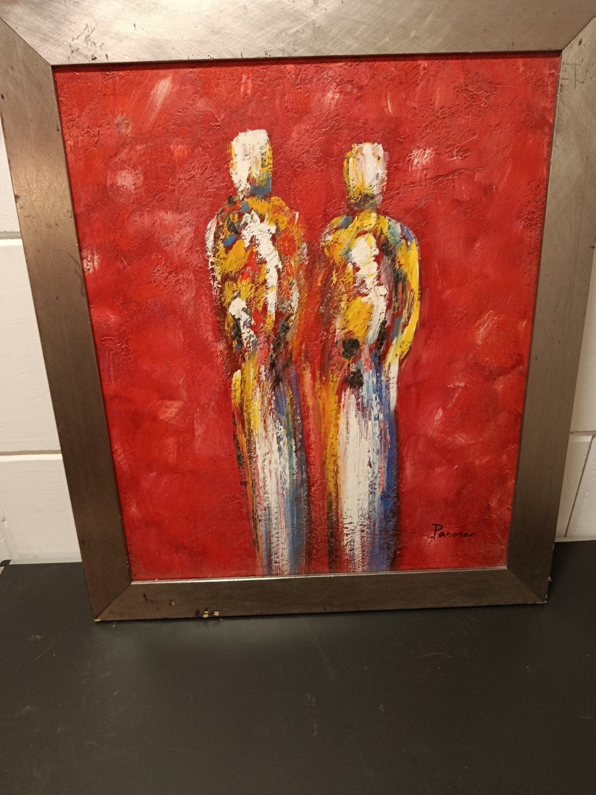 Jochem de graaf Modern schilderij 'Figuren' door Pasman,, Ingelijst, Ophalen of Verzenden, Textiel, Figuren