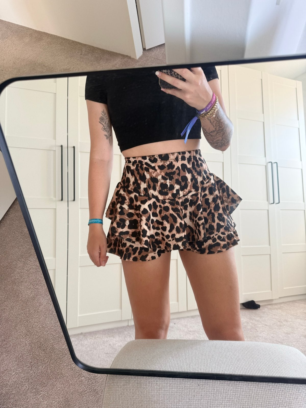 Leopardprint ruffle skort, Maat 38/40 (M), Bruin, Ophalen of Verzenden, Zo goed als nieuw