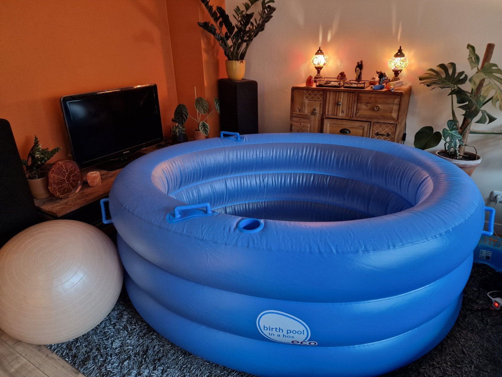 Huren: Bevalbad 2 pers+ bevalset, TENS en bevalbal, Ophalen, Gebruikt, Minder dan 80 cm, Rond