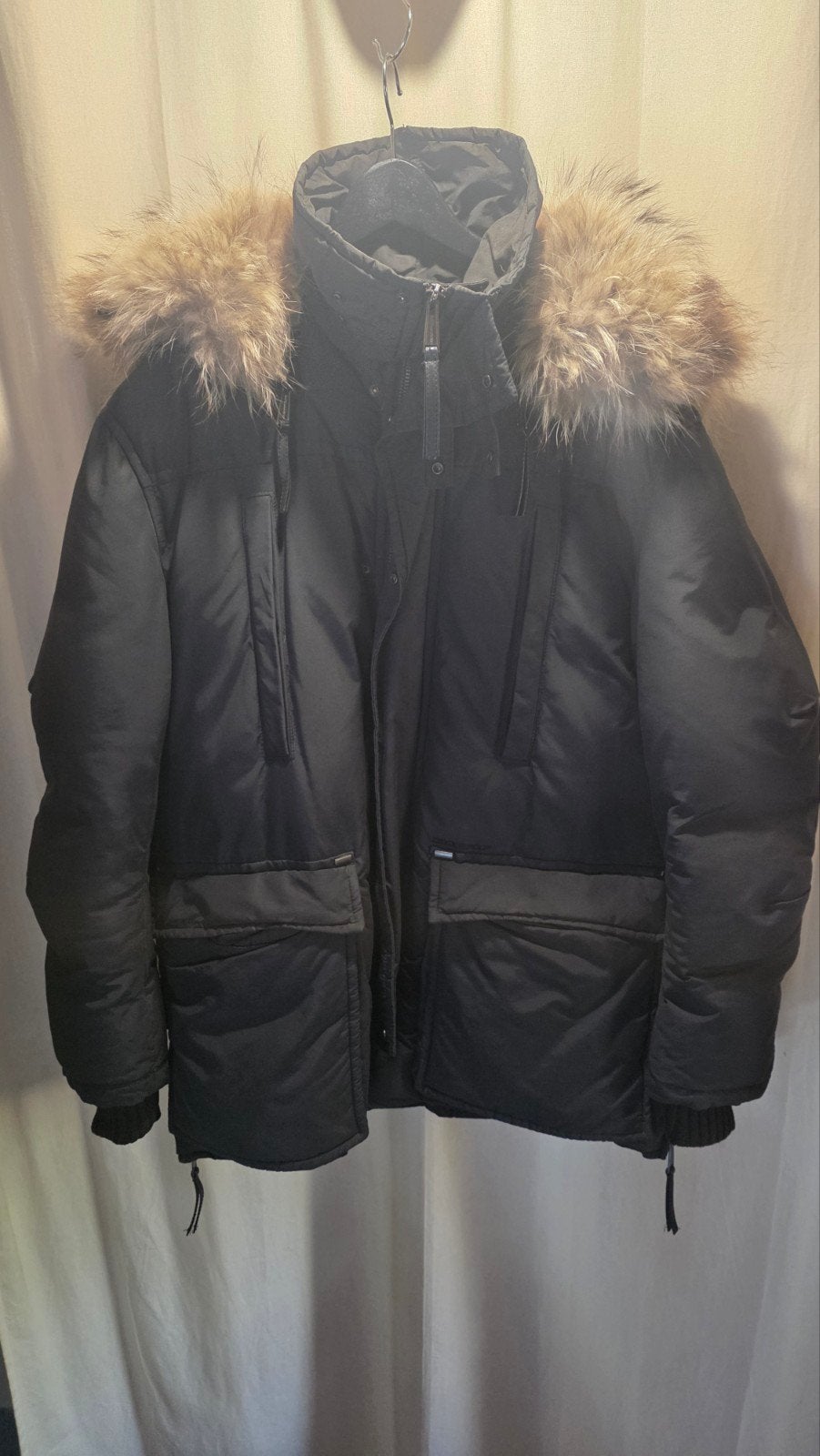 SUPER RARE VINTAGE! Dsquared2 Winterjas met Bontkraag - 56, Kleding | Heren, Dsquared2, Zwart, Maat 56/58 (XL), Ophalen of Verzenden