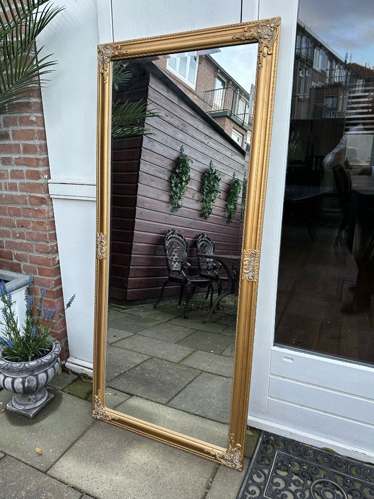 Gouden vintage barok spiegel (Nieuw!), Ophalen, Nieuw, 150 tot 200 cm, Rechthoekig