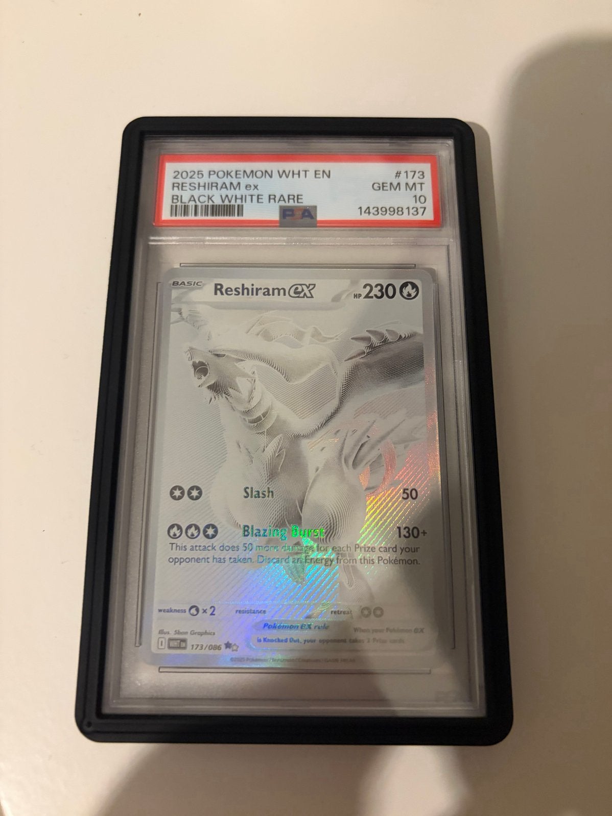 Pokemon Reshiram EX Black White Rare PSA 10, Ophalen of Verzenden, Zo goed als nieuw, Losse kaart, Foil
