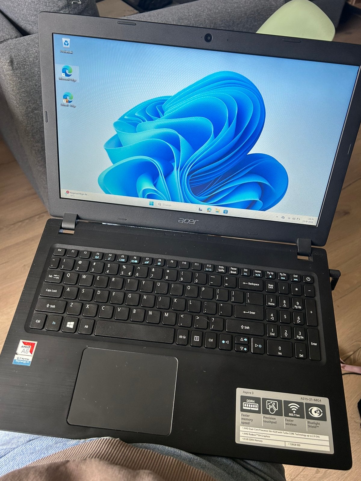Acer Aspire 3 laptop, 2 tot 3 Ghz, 15 inch, Ophalen of Verzenden, Zo goed als nieuw