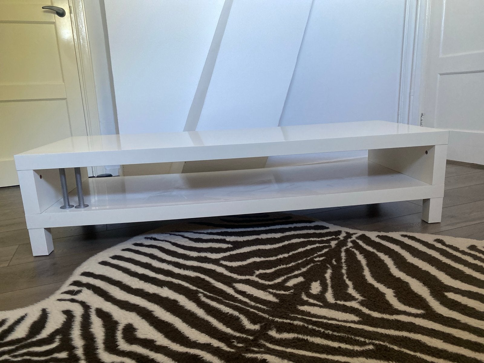 Witte TV-meubel / salontafel 150x55 cm, Ophalen, Gebruikt, 150 tot 200 cm, Minder dan 100 cm