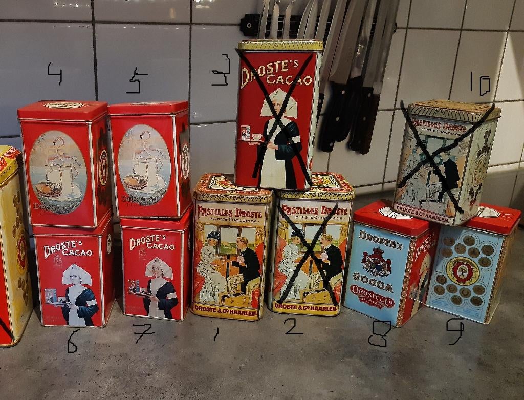 Droste cacao blikken, Ophalen of Verzenden, Gebruikt, Overige, Droste