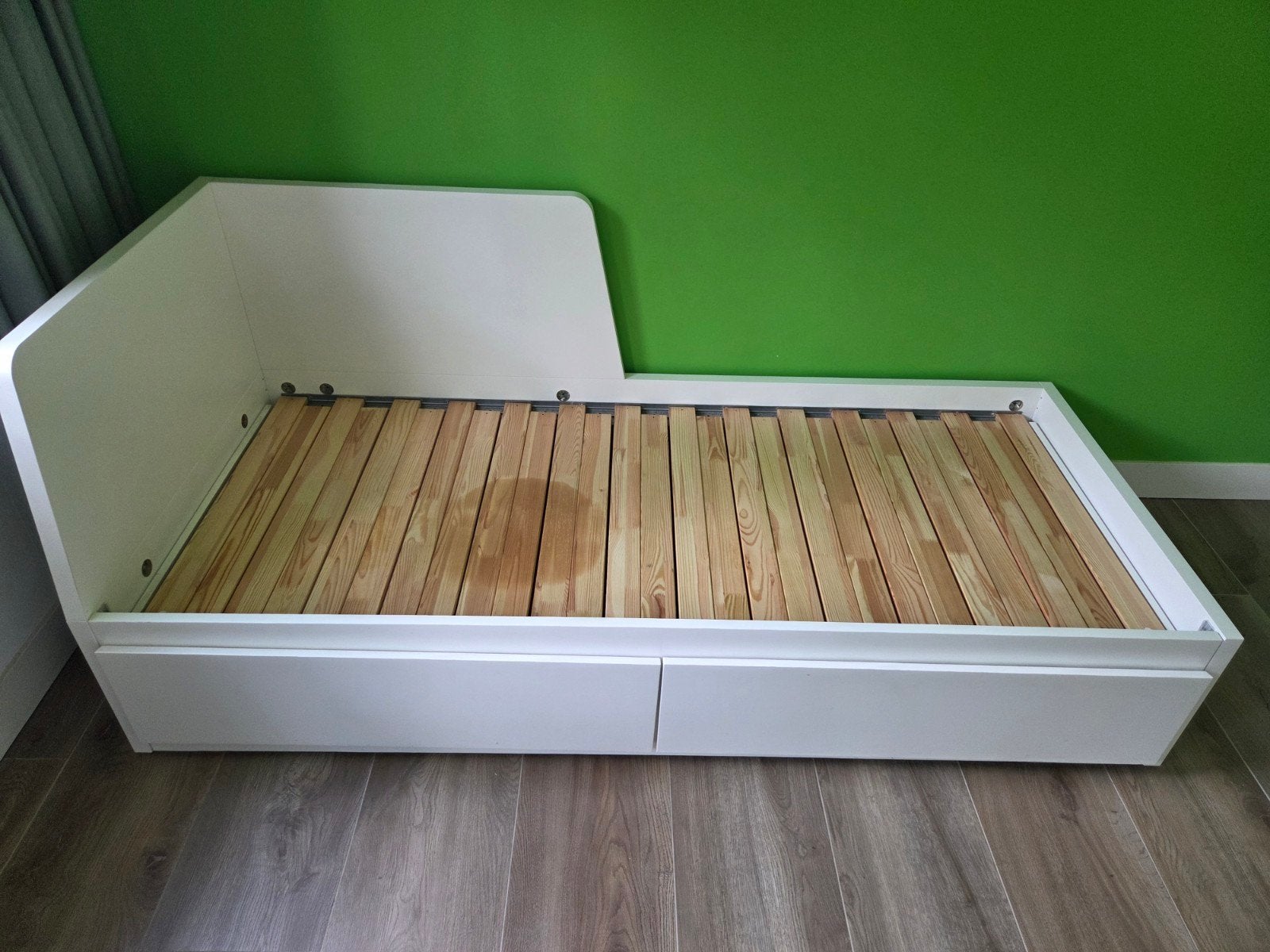 IKEA FLEKKE Bedbank met 2 lades, wit, 80x200 cm, Huis en Inrichting, Ophalen, Gebruikt, Eenpersoons, Wit
