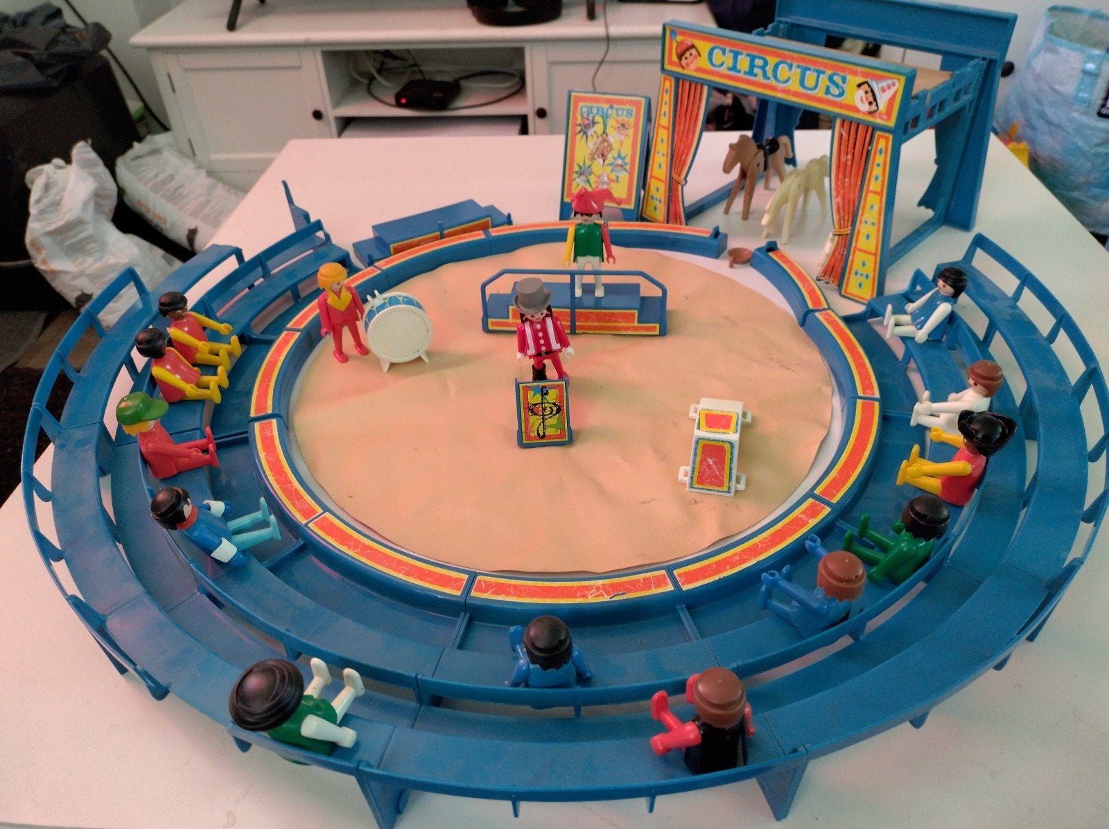 Vintage Playmobil Circus Set met Figuren en Accessoires, Gebruikt, Complete set, Overige typen, Ophalen of Verzenden