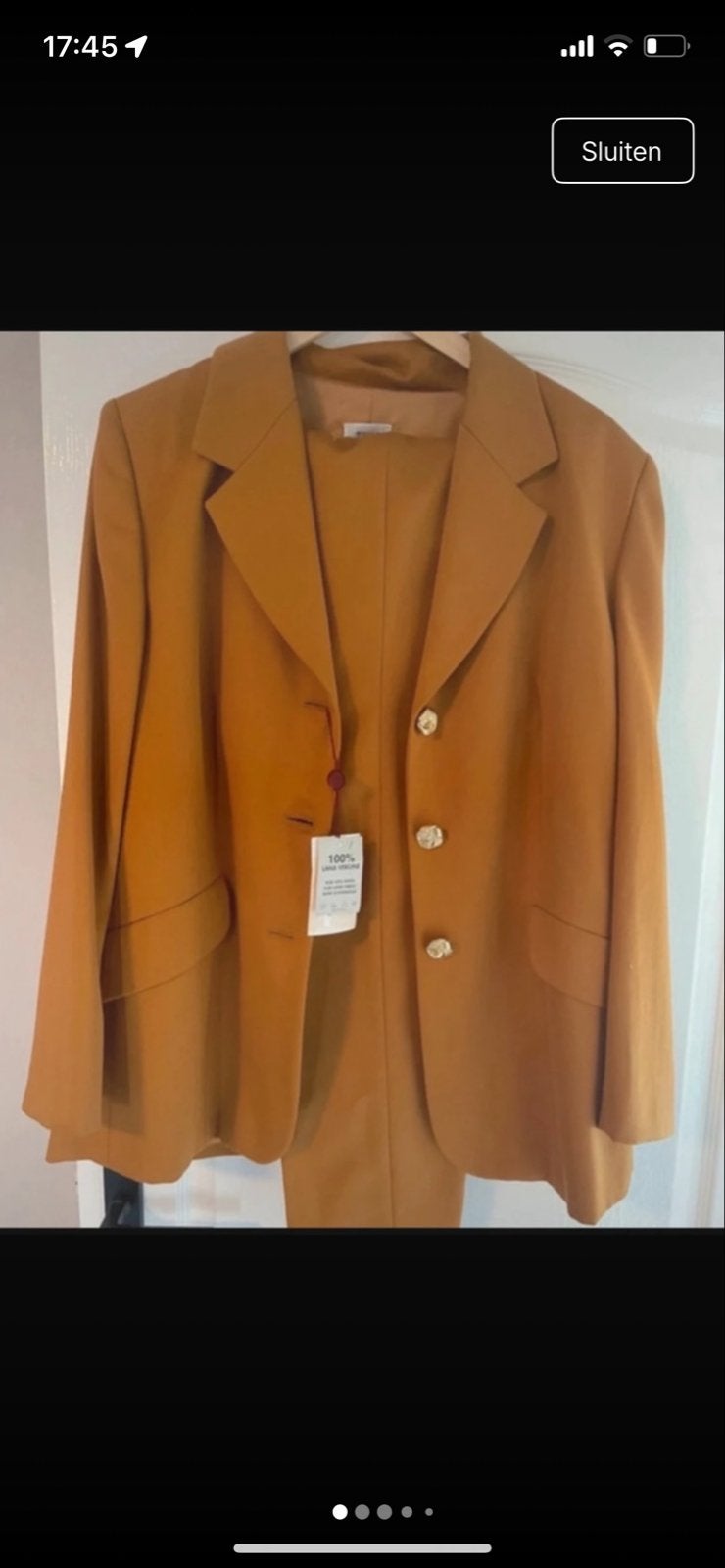 Prachtig nieuw 100% wollen pak in camel kleur, Kostuum of Pak, Beige, Maat 42/44 (L), Nieuw
