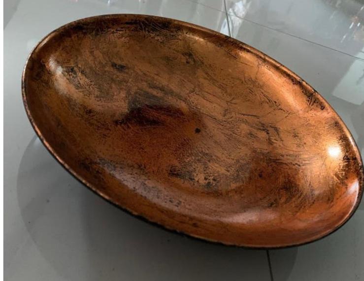 Nieuwe unieke Dienblad schaal rood goud design oranje zwart, Ophalen of Verzenden, Nieuw, Rond, Schaal