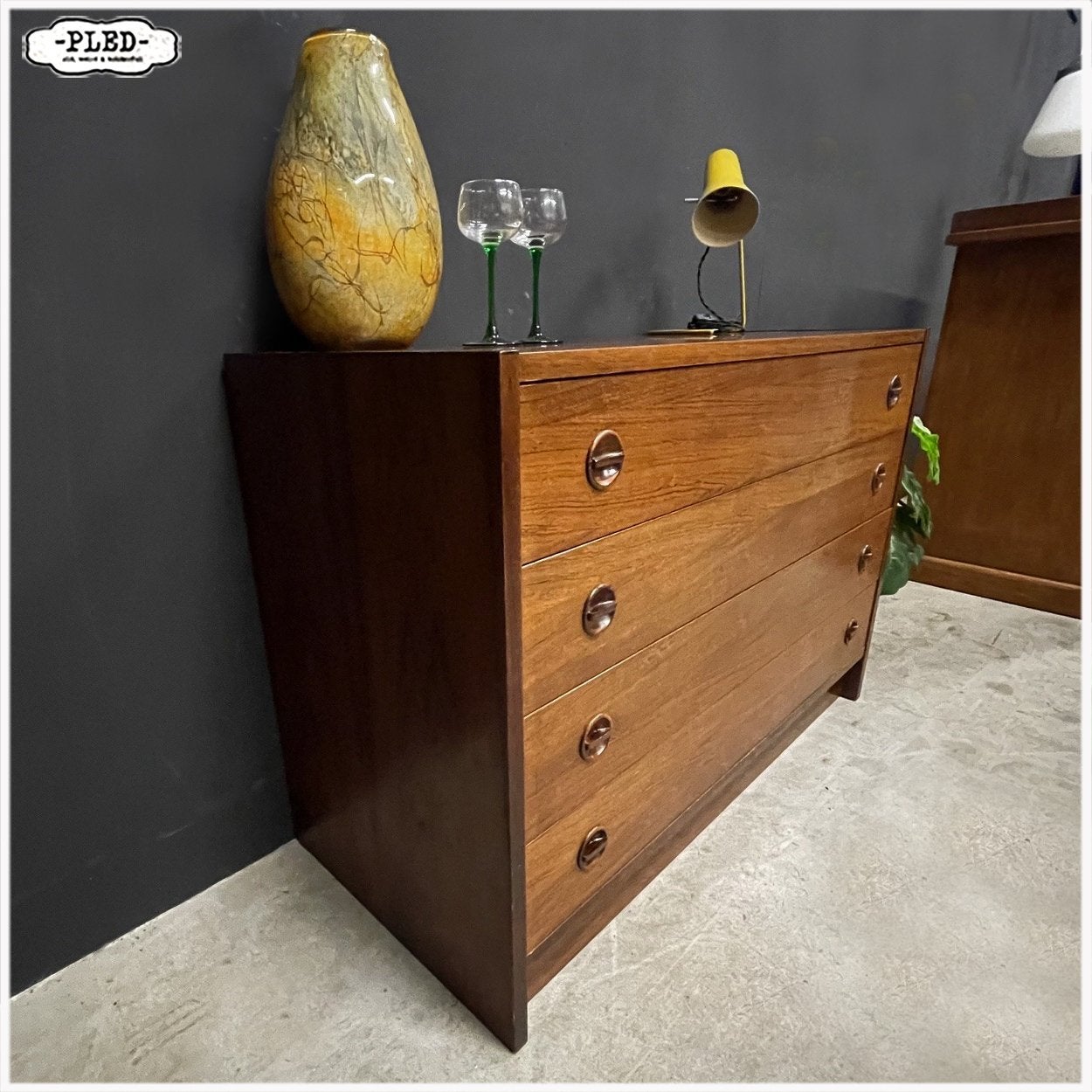 Vintage Deens ladekastje Kast Commode, Overige materialen, Gebruikt, 50 tot 100 cm, 3 of 4 laden