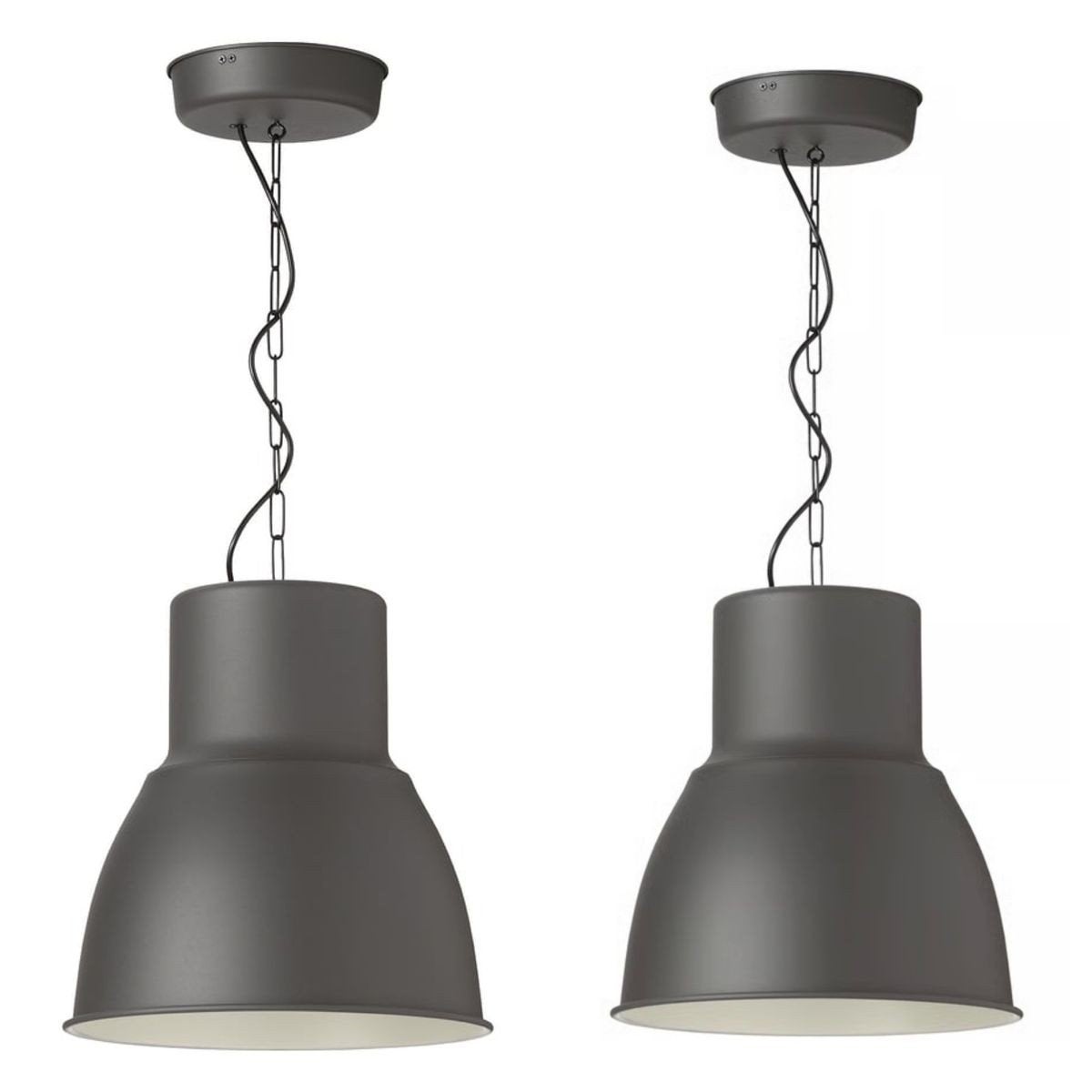 2x IKEA industriële hanglampen, donkergrijs, Ophalen, Gebruikt, E27 (groot), Metaal