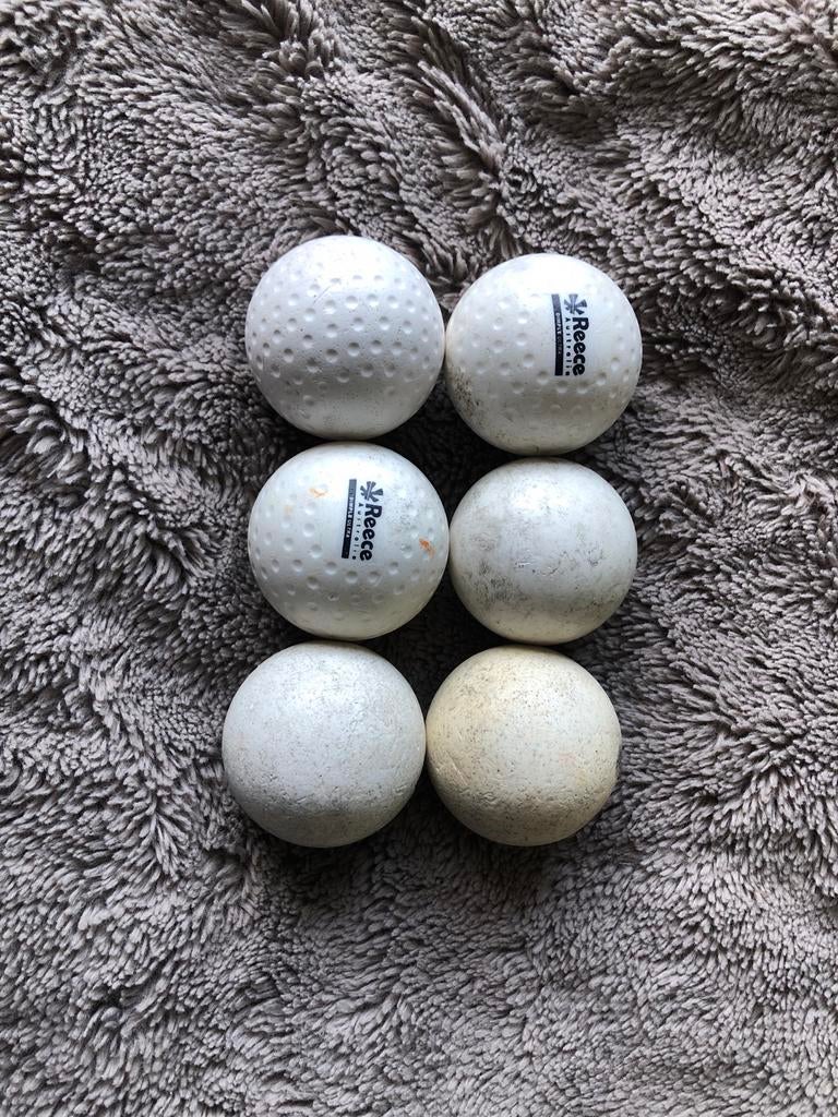 6 gebruikte witte hockeyballen - goede kwaliteit, Sport en Fitness, Hockey, Ophalen, Gebruikt, Bal