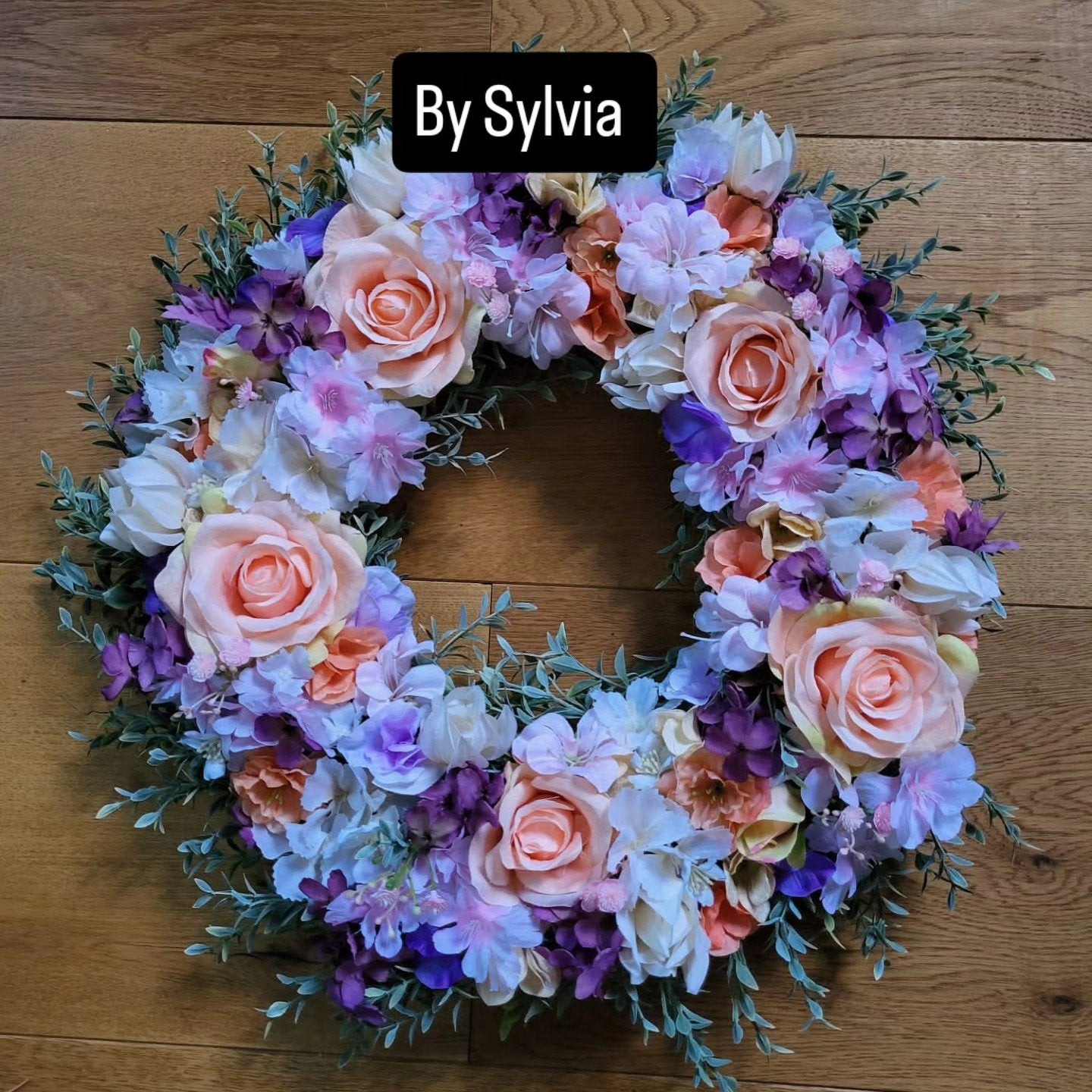 Sjoen Homemade Kunstbloemen Krans 40cm - Uniek Design, Krans, Nieuw, Ophalen of Verzenden, 37 cm