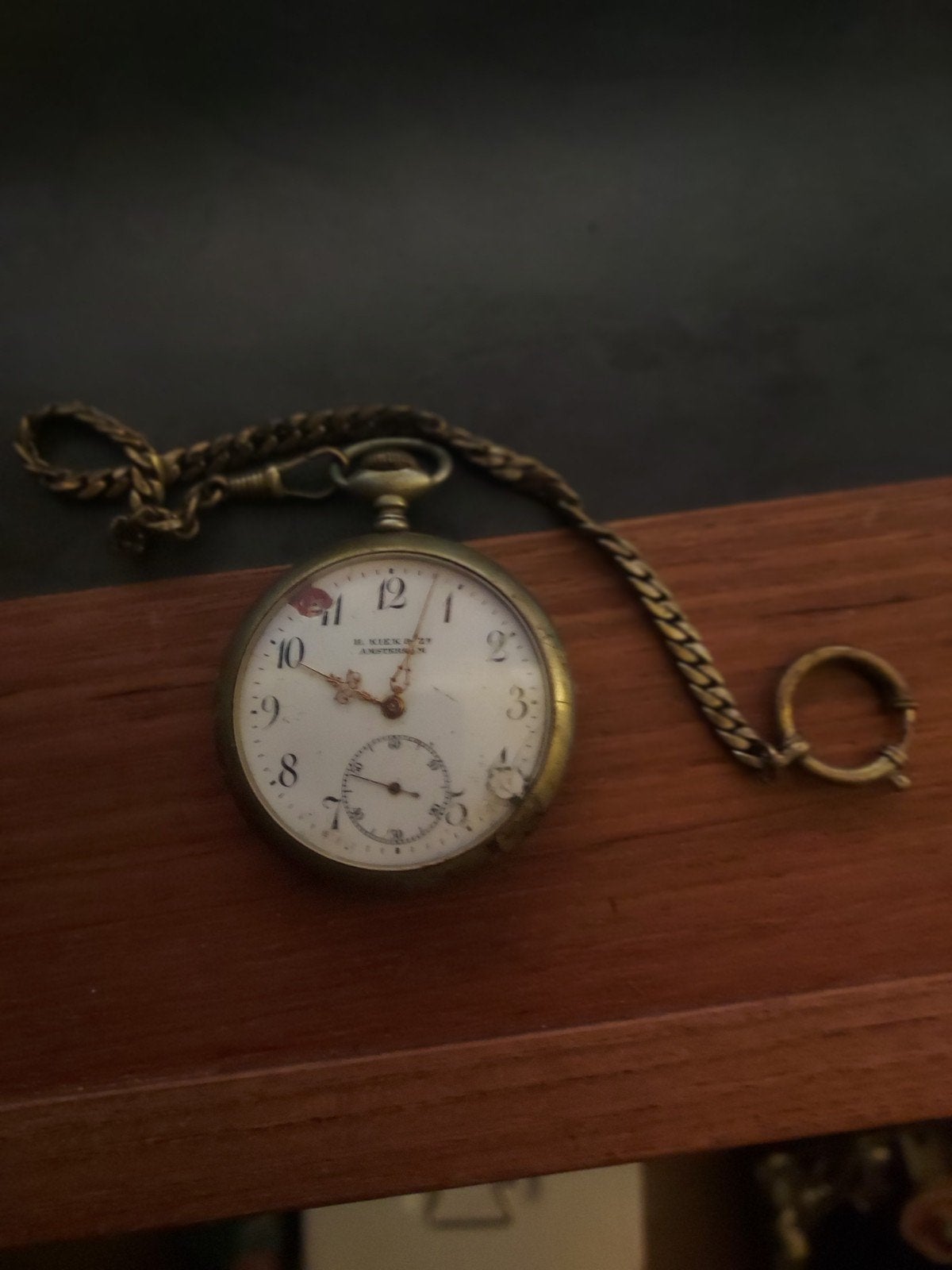 Antiek zakhorloge H. Riekhoff Amsterdam met ketting, Ophalen of Verzenden
