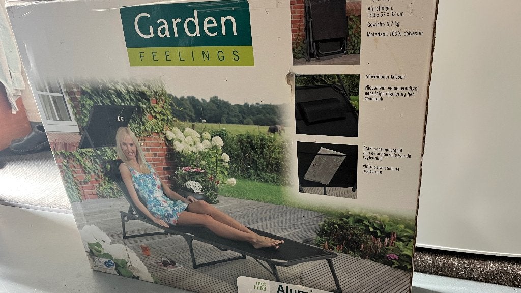 Nieuwe Garden Feelings Ligstoel - Zwart, Inklapbaar, Ophalen, Nieuw, Overige materialen, Inklapbaar