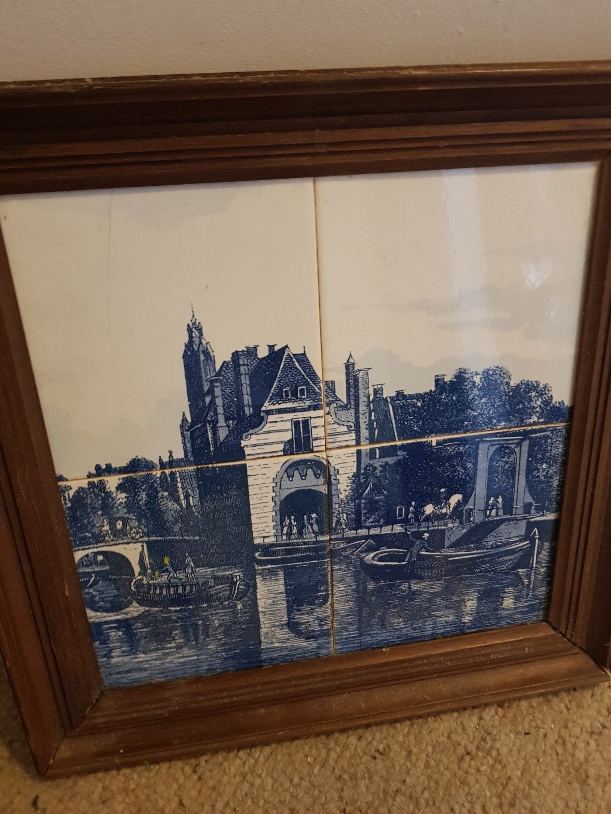 4 Delfts blauwe tegels., Ophalen
