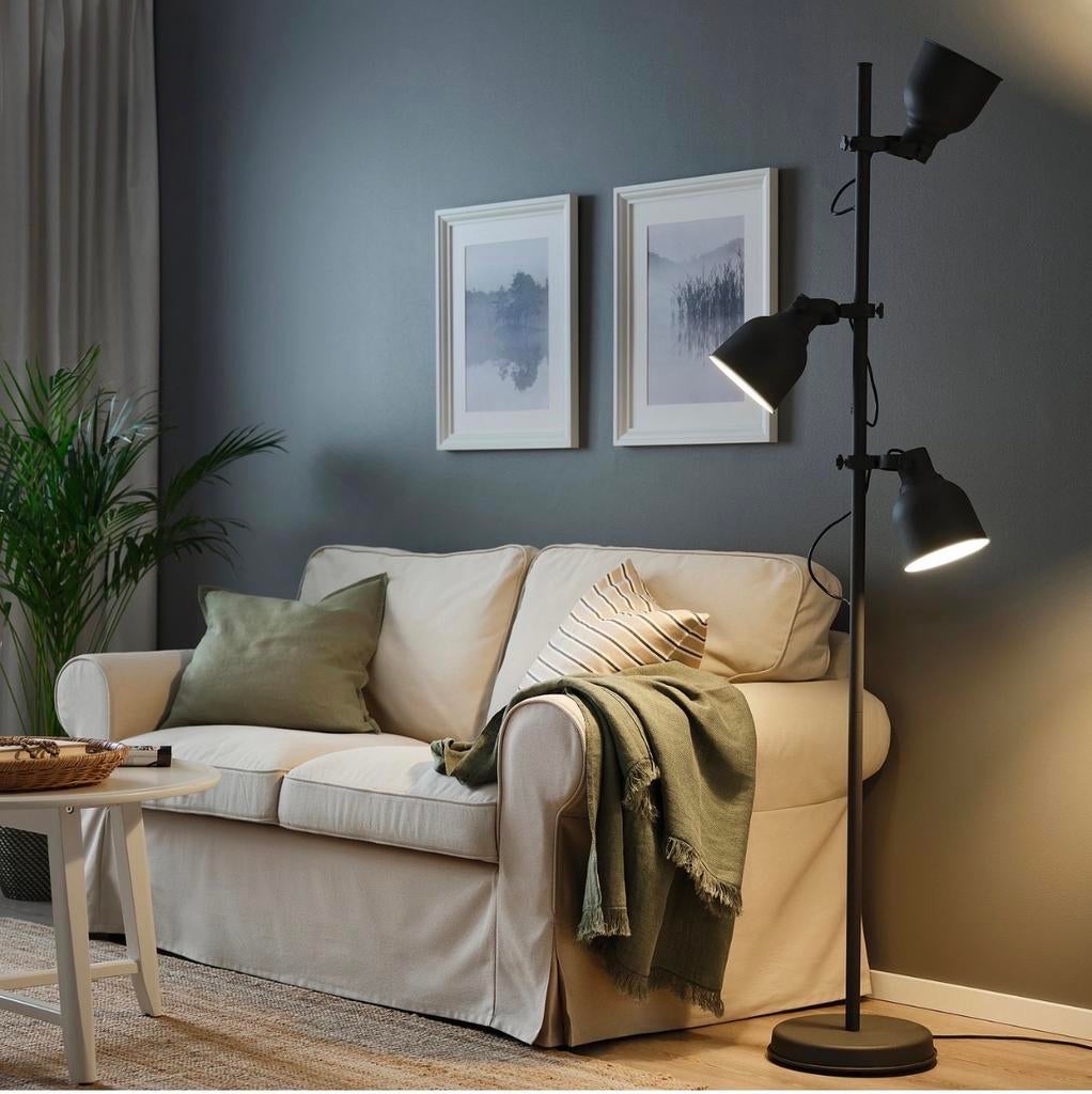 IKEA HEKTAR staande lamp met 3 spots - Donkergrijs, Ophalen, Zo goed als nieuw, Metaal, 150 tot 200 cm