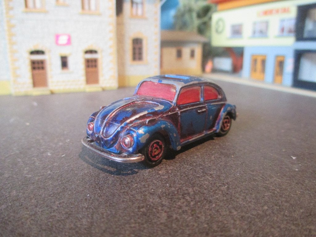 1:60 VW 1302 Kever - Majorette N203 metallic-blauw, Hobby en Vrije tijd, Modelauto's | Overige schalen, Ophalen of Verzenden, Gebruikt
