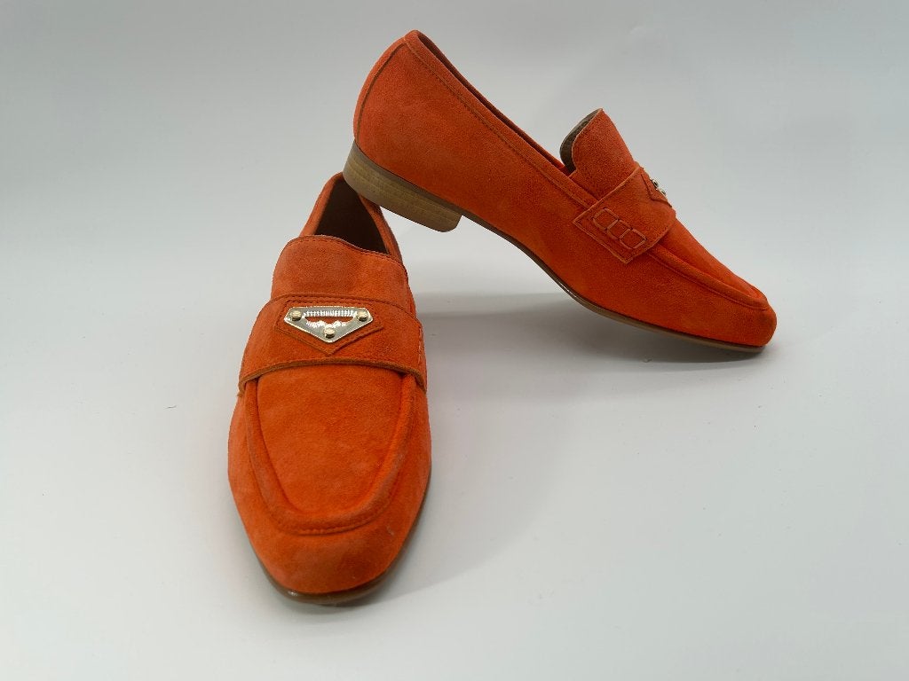 Marcos Nalini, maat 36.5 Nieuwe oranje suède mocassins, Kleding | Dames, Verzenden, Nieuw, Oranje, Espadrilles of Moccasins