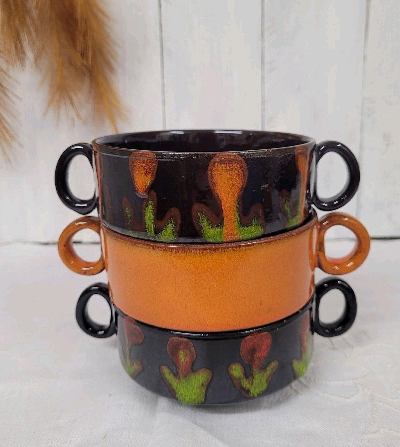 Set Vintage Fat Lava Soepkommen, Verzenden, Huis en Inrichting