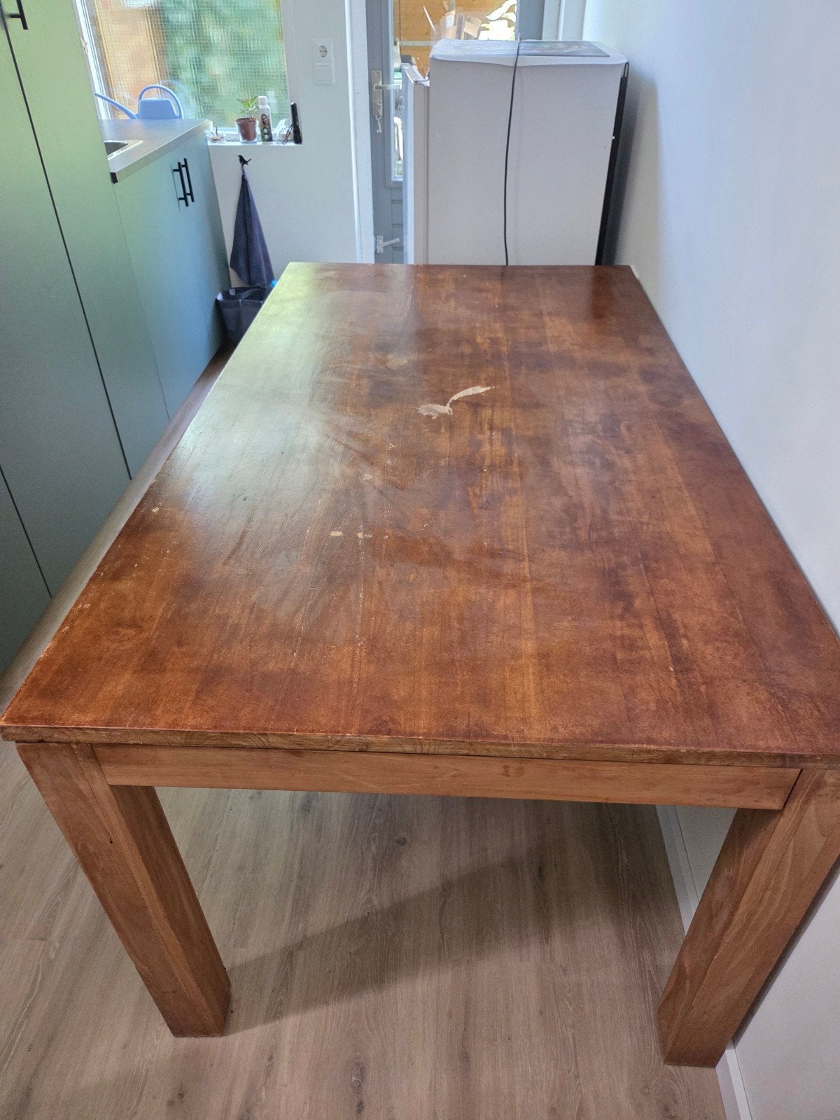 Houten eettafel, Huis en Inrichting, Tafels | Eettafels, Ophalen, Gebruikt, 50 tot 100 cm, 150 tot 200 cm