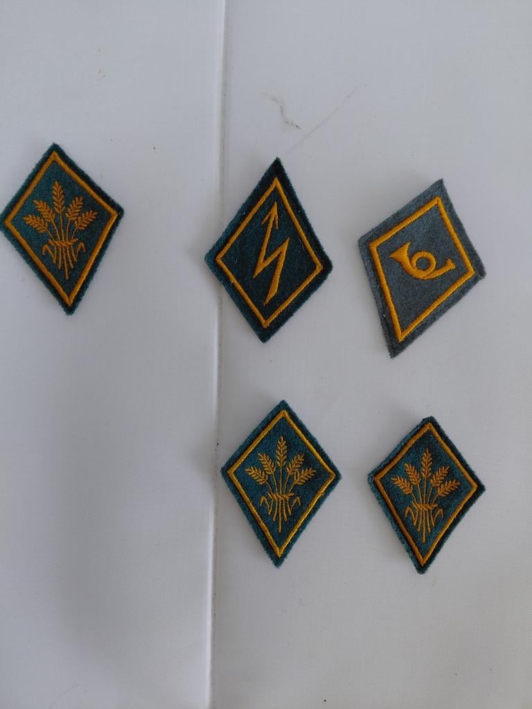 5 halsemblemen/Kragenspiegel Zwitserse leger, Verzamelen, Ophalen of Verzenden
