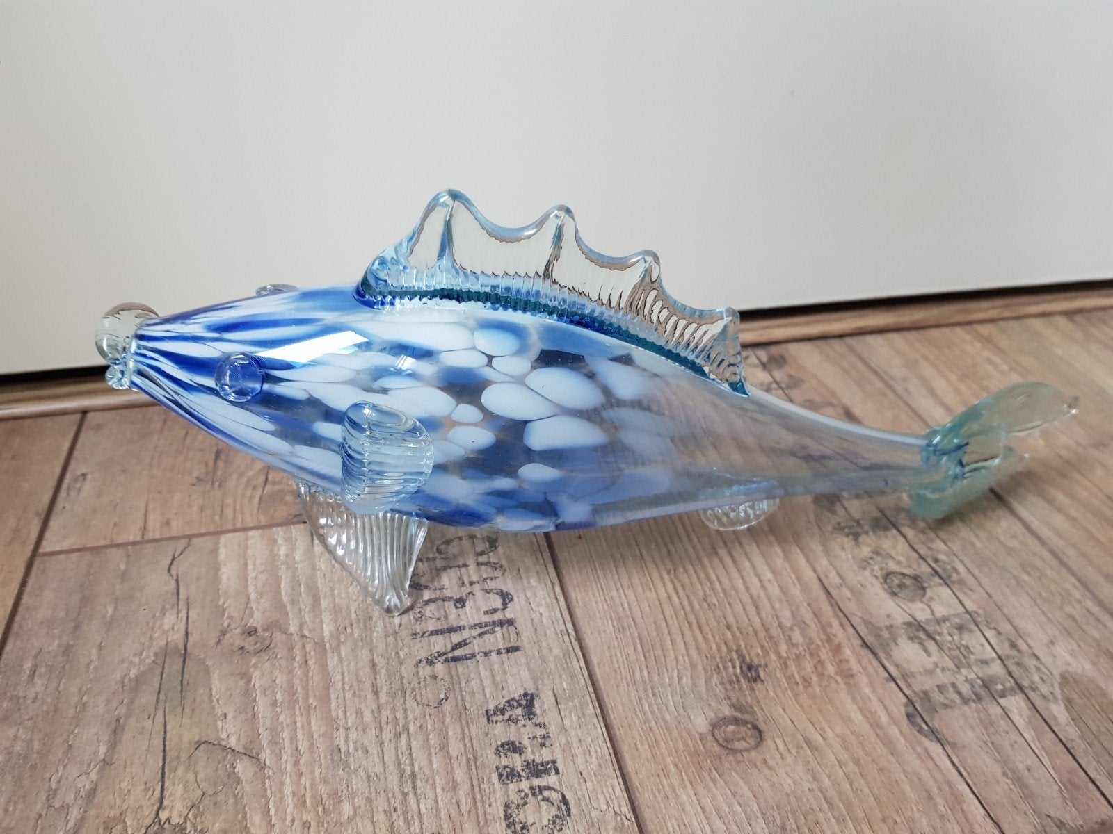 murano vis blauw / design glaswerk groot model, Antiek en Kunst, Glas, 16 cm, Object, Handgemaakt