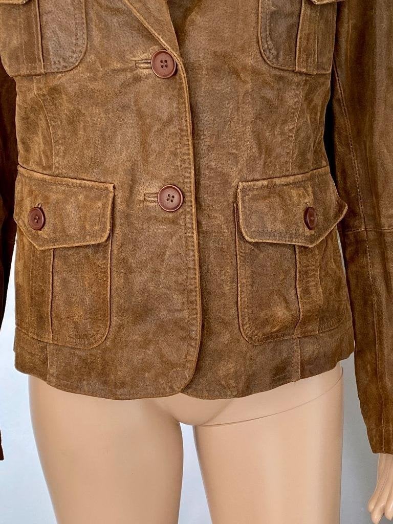 i681 Echt-leren jasje mt. 38=M blazer colbert jas bruin leer, Maat 38/40 (M), Bruin, Ophalen of Verzenden, Zo goed als nieuw