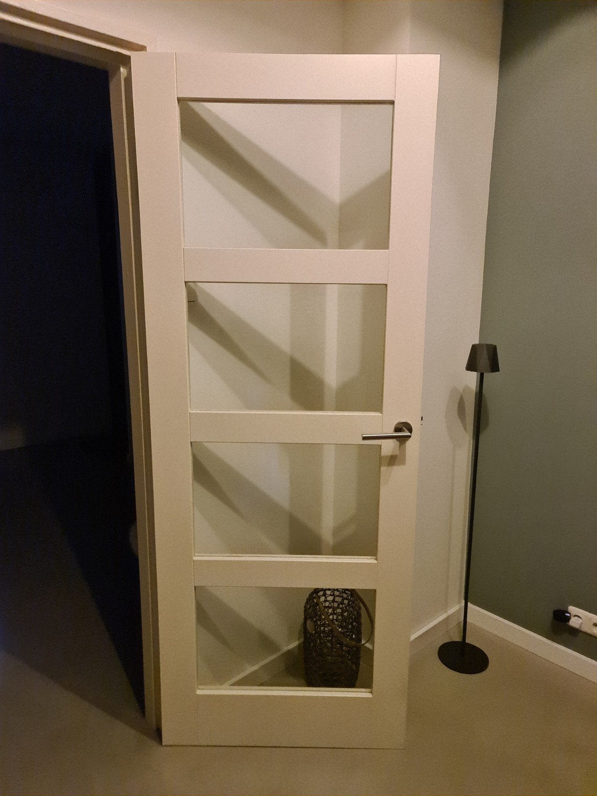 Houten binnendeur met glas en beslag (78x201,5 cm), Doe-het-zelf en Verbouw, Ophalen, Gebruikt, Minder dan 80 cm, Binnendeur