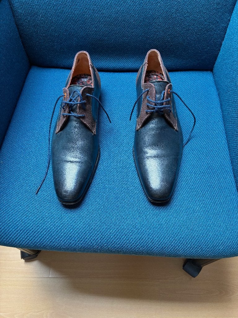Mooie blauw-bruine Shoe d'orange schoenen mt 43, Blauw, Ophalen of Verzenden, Zo goed als nieuw, Diverse merken