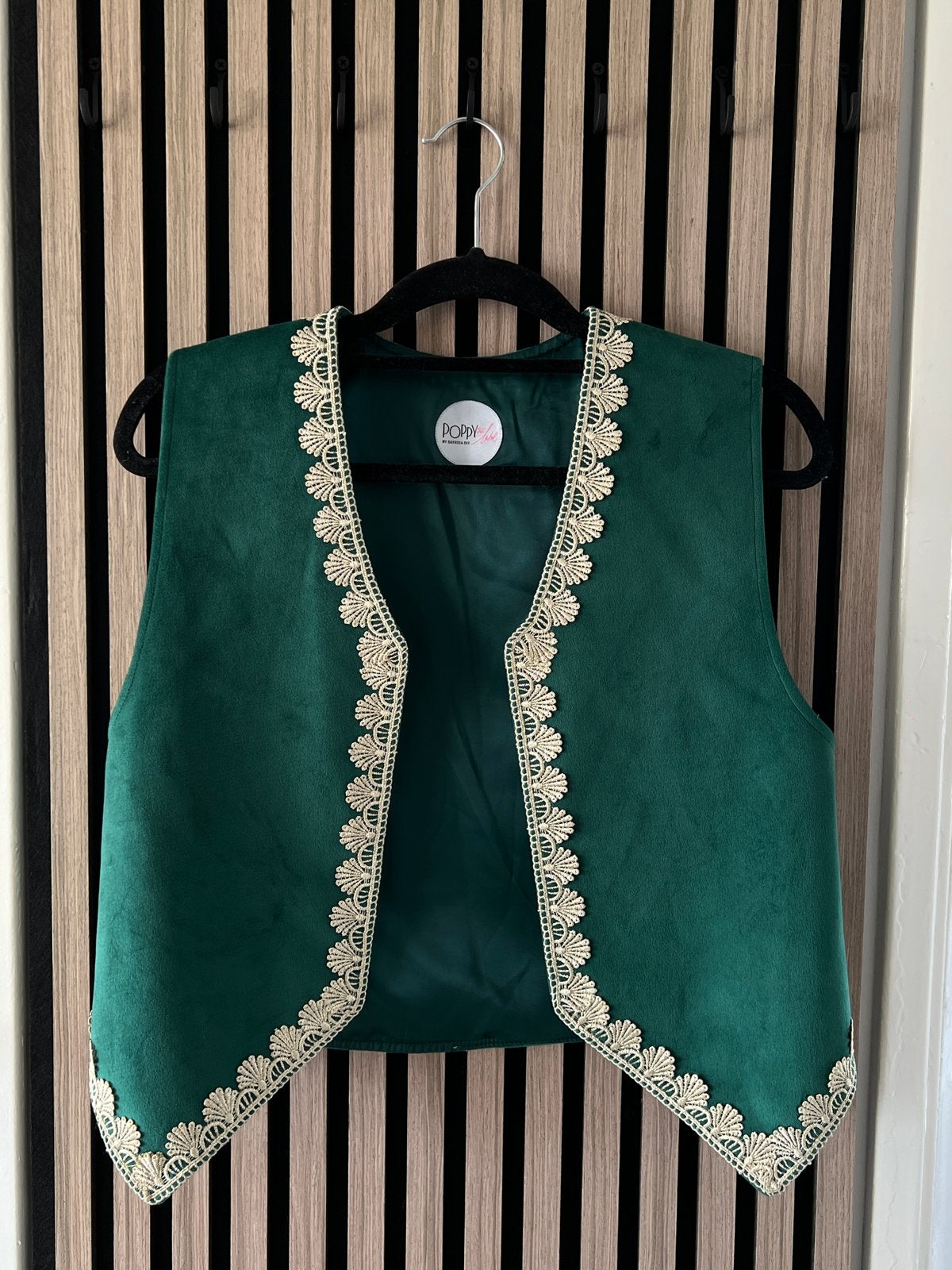 Poppy the Label Groen Fluweel Gilet met Kant Maat 1 (M-L), Kleding | Dames, Ophalen of Verzenden, Zo goed als nieuw