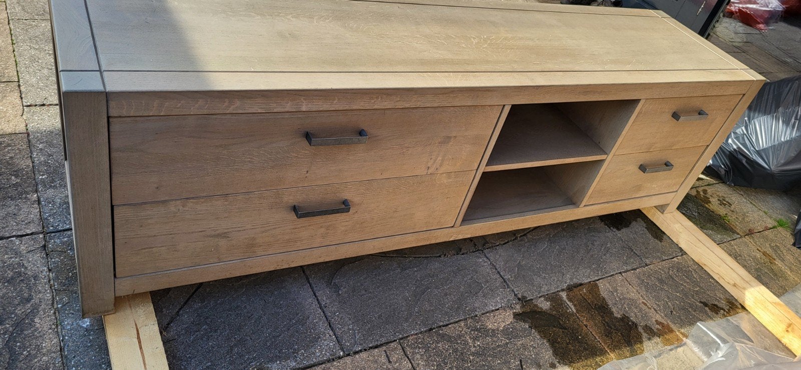 Mooi groot houten tv-meubel met 4 lades, Huis en Inrichting, Ophalen, Gebruikt, 200 cm of meer, Minder dan 100 cm