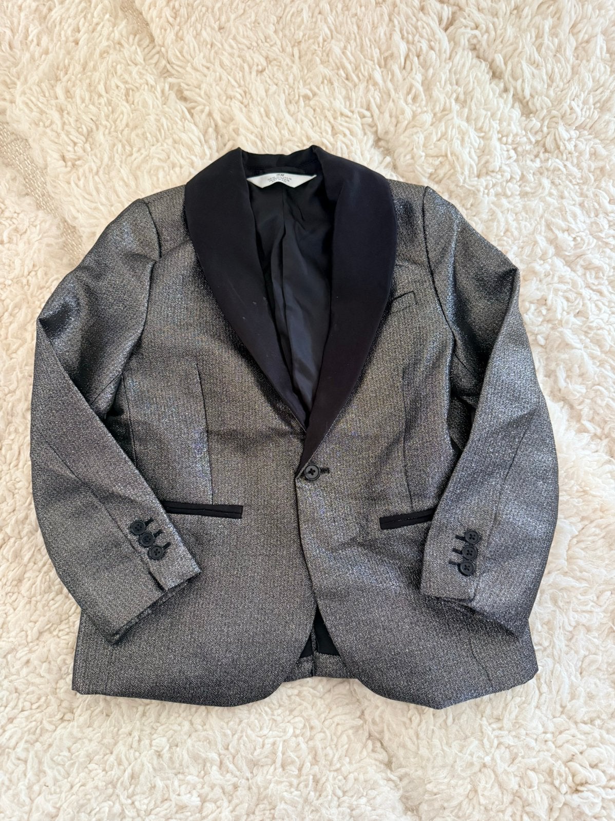 Blazer zwart met glitter maat 122, Ophalen of Verzenden, Gebruikt, Jongen of Meisje, Jas