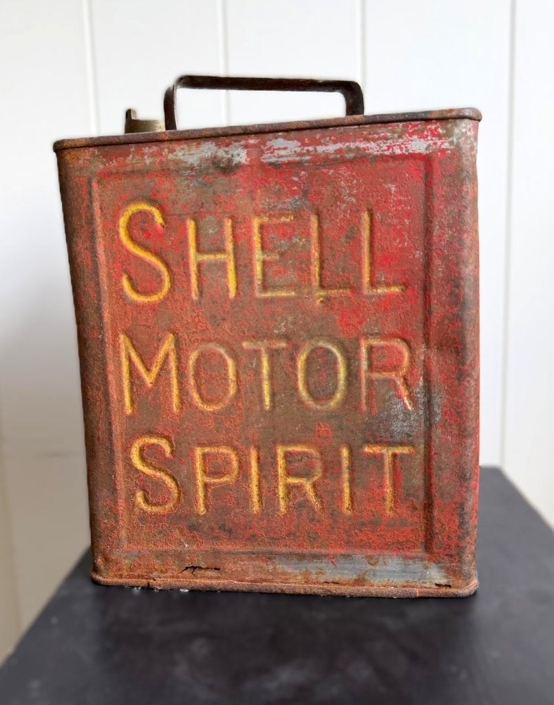 Oud Shell Motor Spirit blik jerrycan vintage petroliana, Verzamelen, Ophalen of Verzenden, Gebruikt, Overige typen