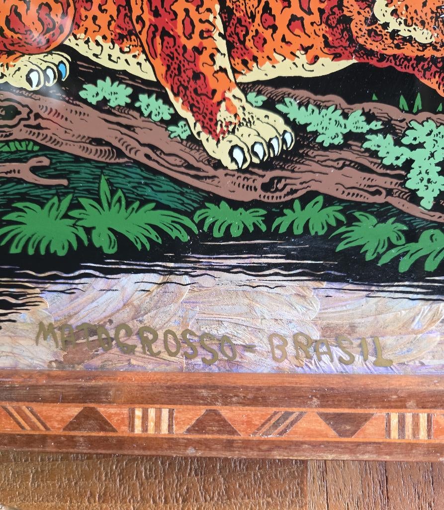 Vintage dienblad mahonie vlinder vleugels Mato Grosso Brazil, Antiek en Kunst, Ophalen of Verzenden