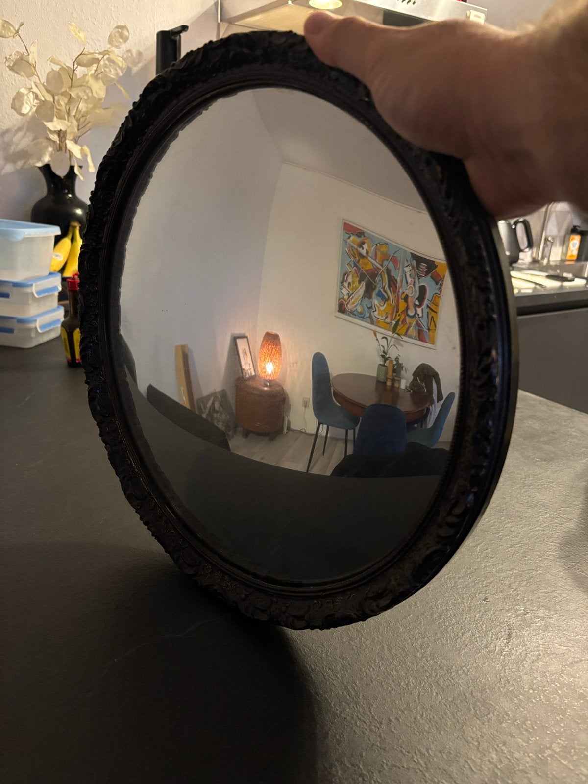 Antieke butlerspiegel met sierlijke lijst, Antiek en Kunst, Ophalen