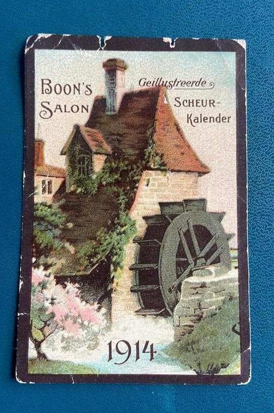 Antiek kalenderschildje -Boon cacao -1914, Ophalen of Verzenden, Gebruikt, Overige typen