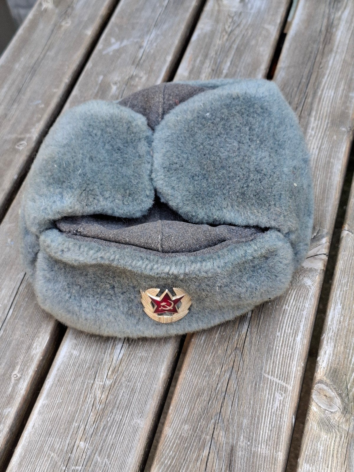 Vintage Russische Ushanka - Sovjet Leger Muts, Verzamelen, Ophalen of Verzenden, Landmacht, Overige gebieden, Helm of Baret
