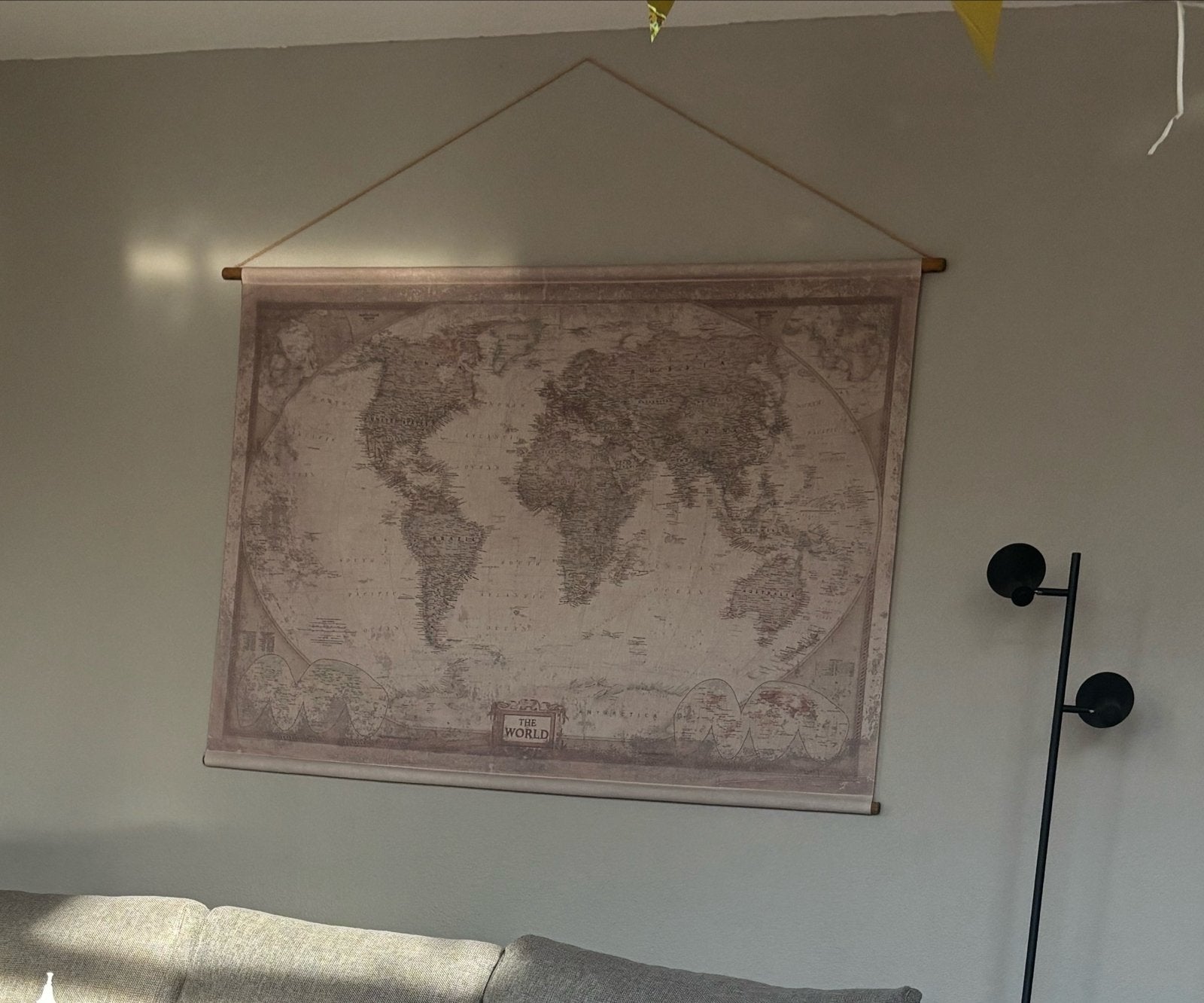 Wandkaart Wereldkaart Vintage Stijl 150x106cm, Ophalen, Vintage, Beige, Zo goed als nieuw