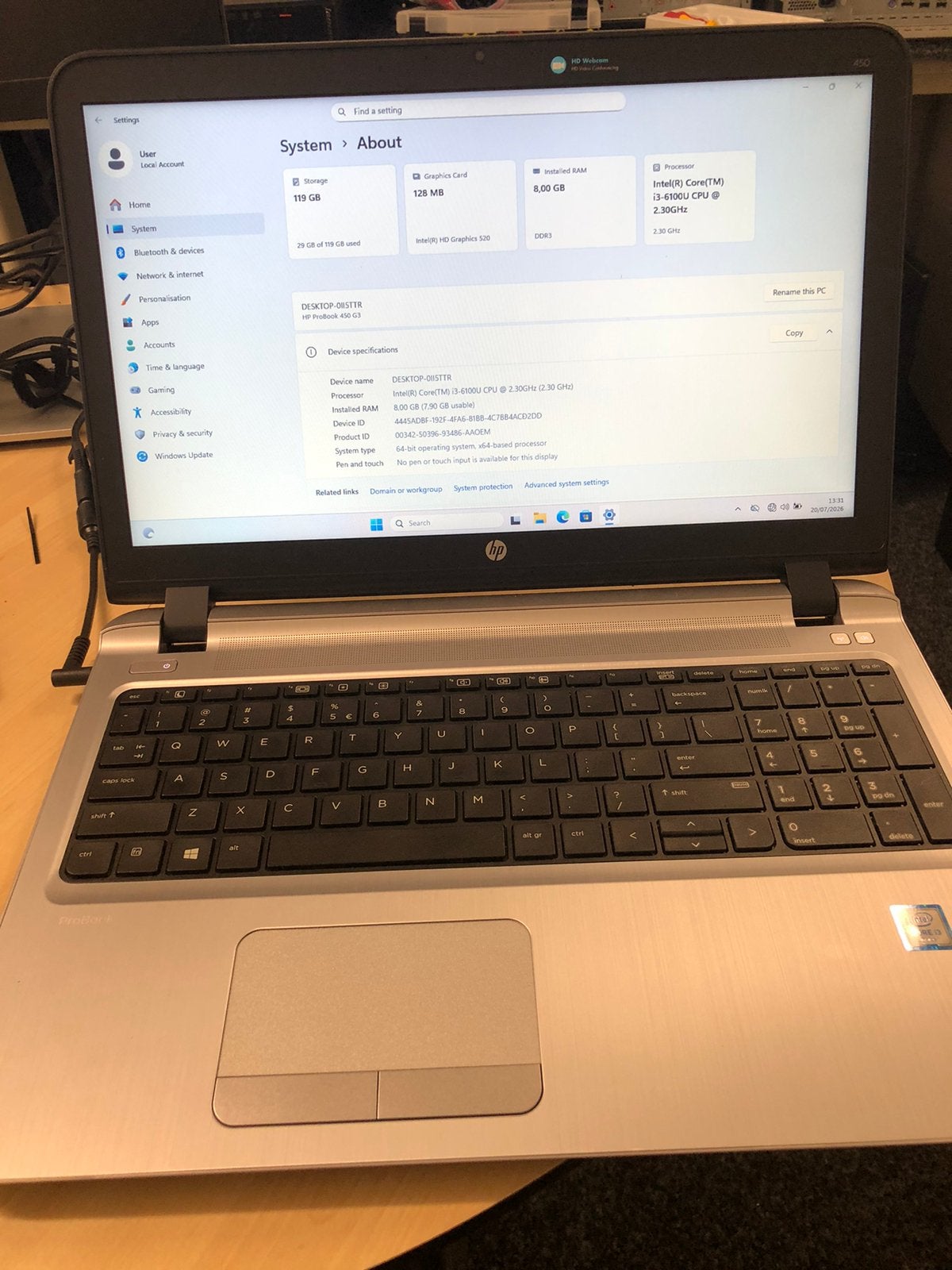 HP ProBook 450 G3 Laptop – Intel, Computers en Software, Windows Laptops, Met videokaart, 2 tot 3 Ghz, 8 GB, Refurbished